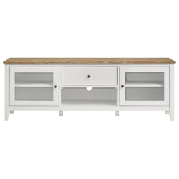 Hollis 2-door Wood 67-inch TV Stand with Drawer Brown and White