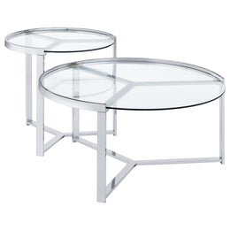Delia  Round Glass Top Nesting Coffee Table Chrome