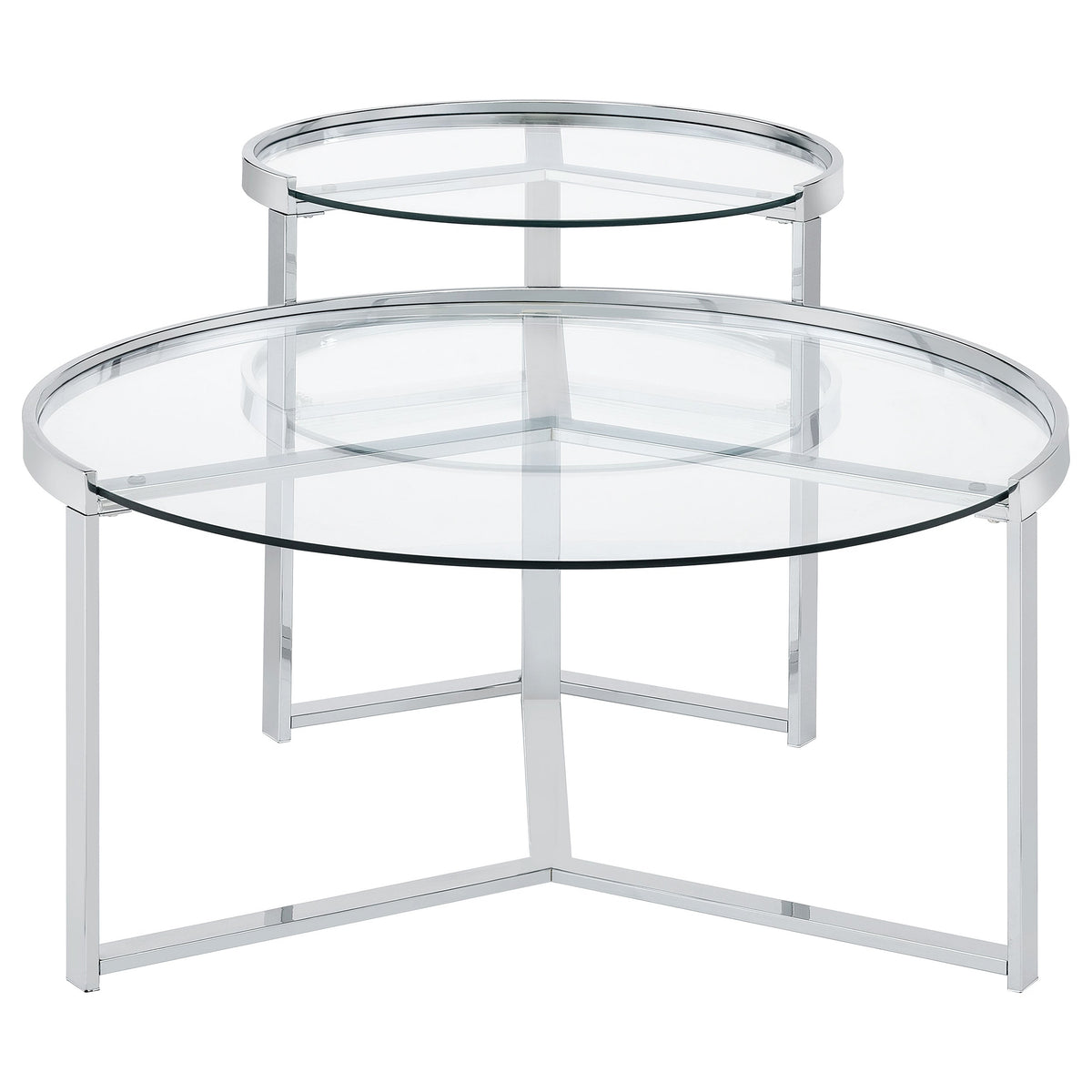Delia  Round Glass Top Nesting Coffee Table Chrome