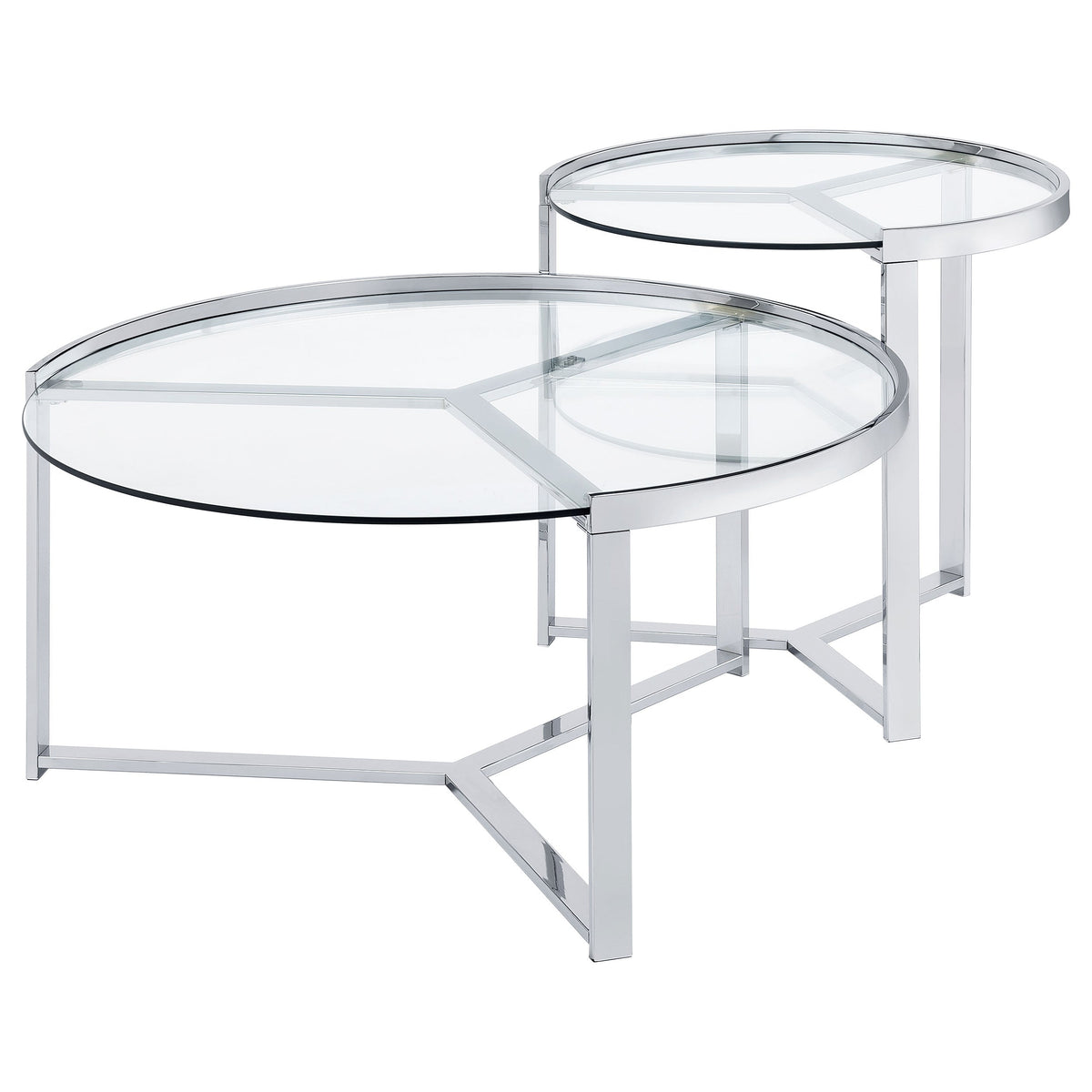 Delia  Round Glass Top Nesting Coffee Table Chrome