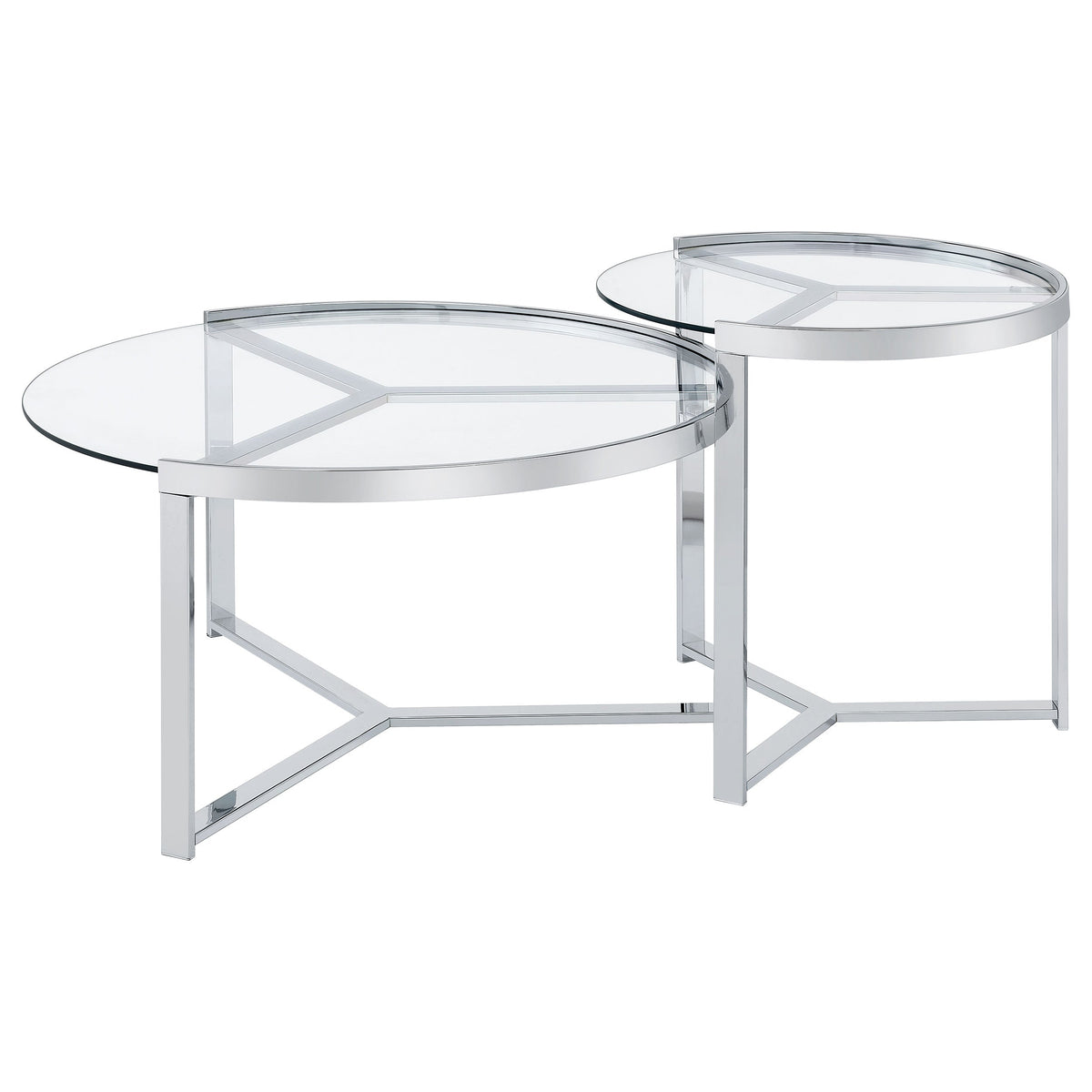 Delia  Round Glass Top Nesting Coffee Table Chrome