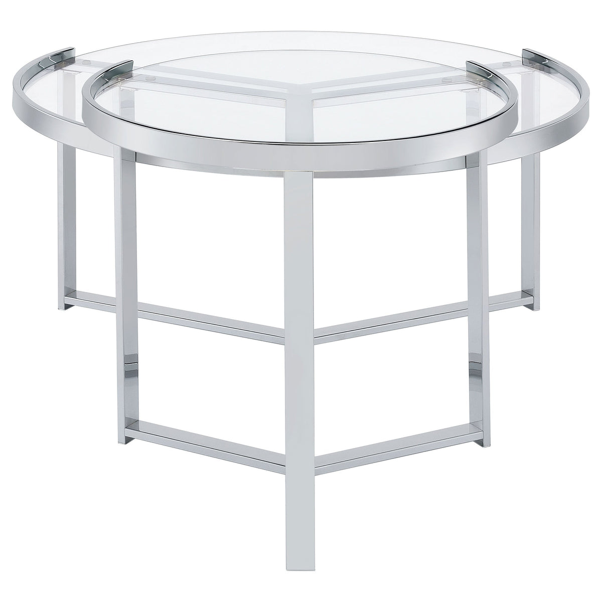 Delia  Round Glass Top Nesting Coffee Table Chrome