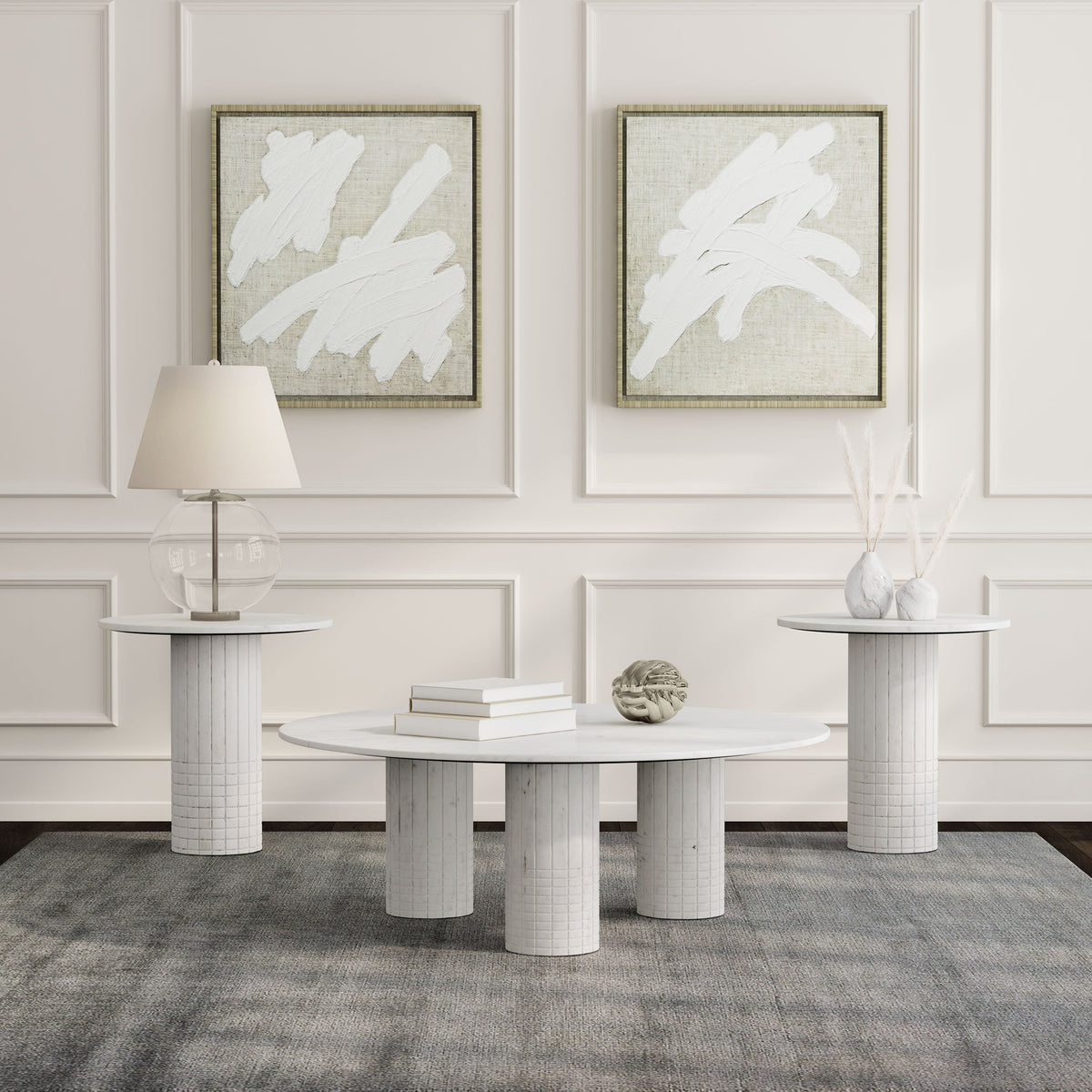 Astoria Marble Coffee and End Table Set White