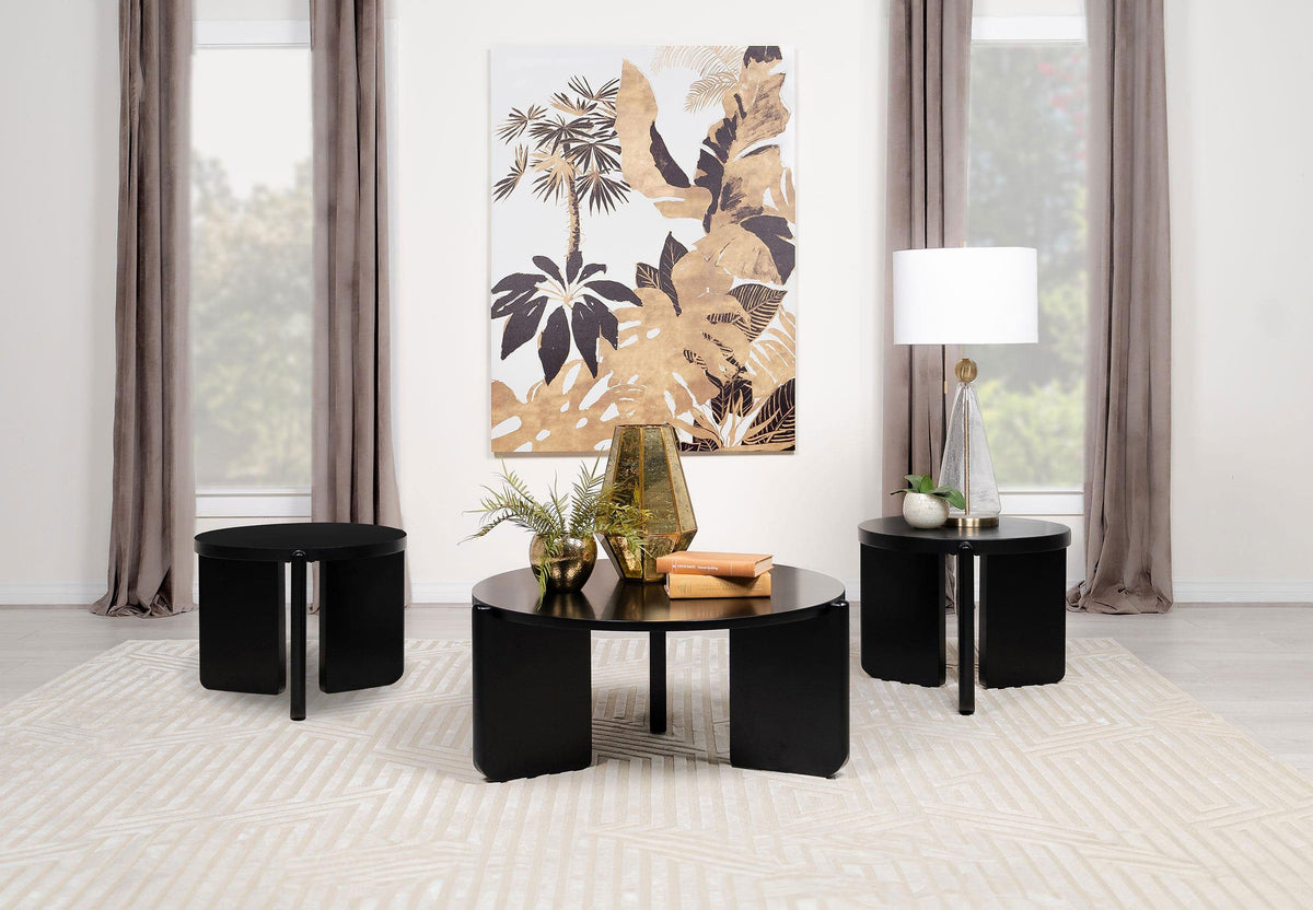 Cordova  Solid Wood Coffee and End Table Set Black