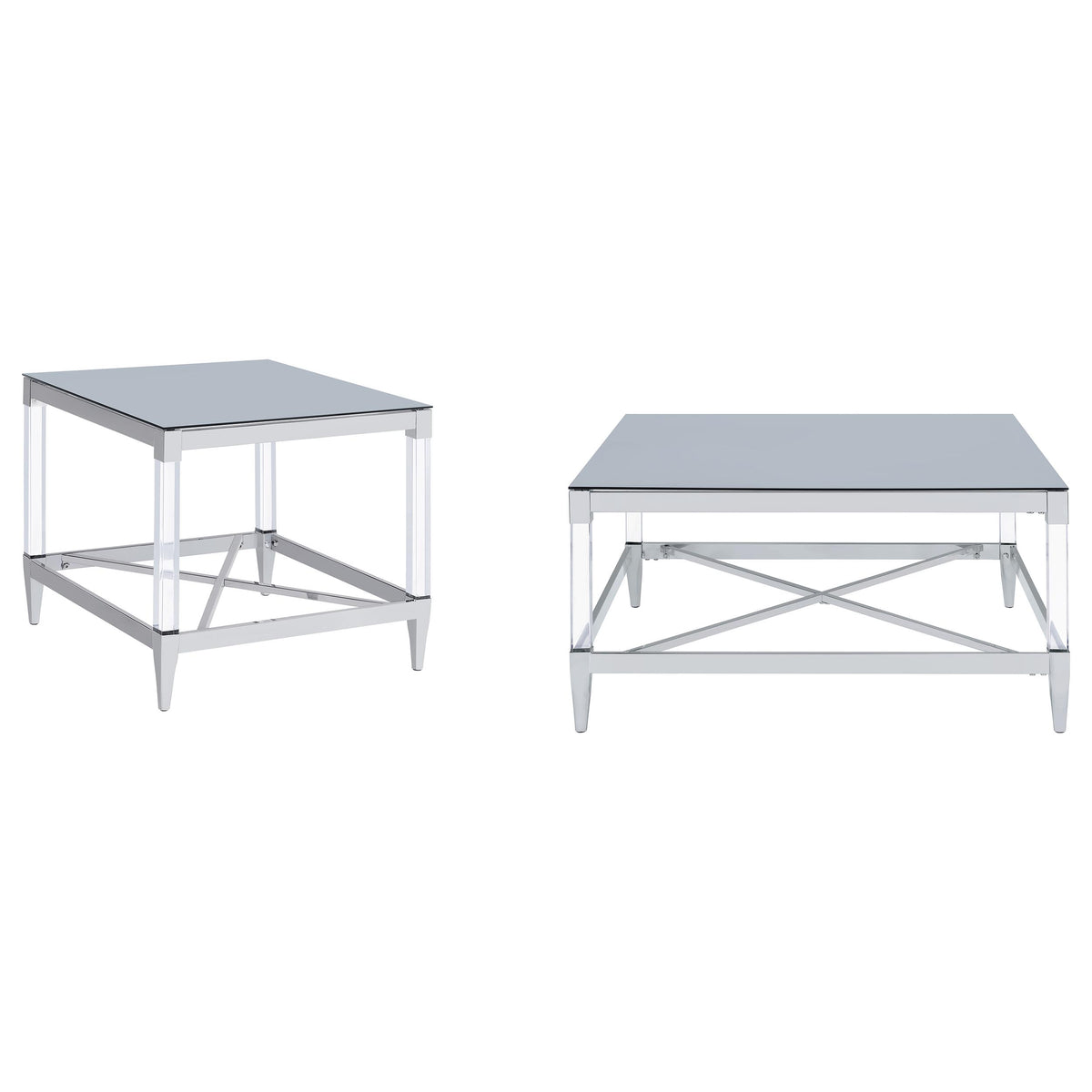 Lindley Square Coffee and End Table Set Chrome