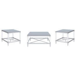 Lindley Square Coffee and End Table Set Chrome