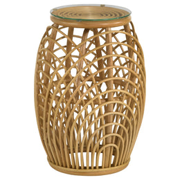 Dahlia  Round Rattan Coffee and End Table Set Natural
