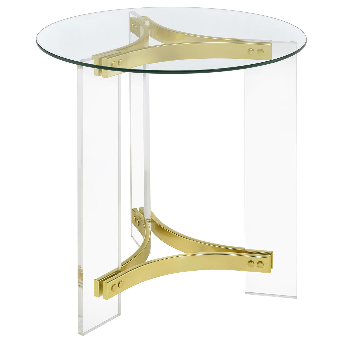 Janessa Acrylic Coffee and End Table Set Matte Brass