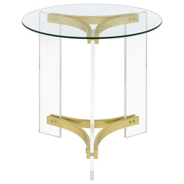 Janessa Acrylic Coffee and End Table Set Matte Brass