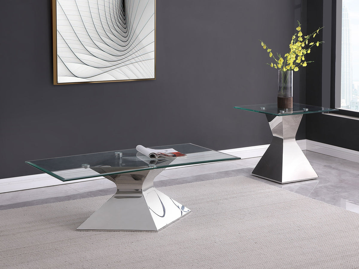 Jenny  Rectangular Coffee and End Table Set Chrome