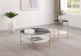 Jonelle  Round Coffee and End Table Set Gold