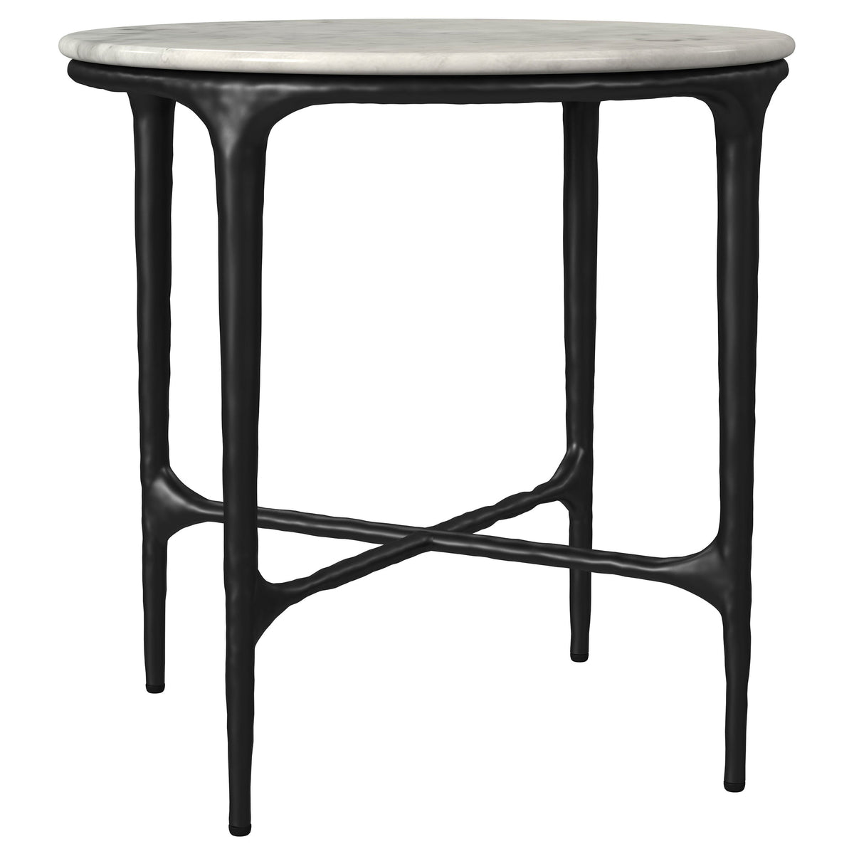 Hermas  Round Marble Coffee and End Table Set White