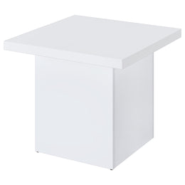 Devar Square Engineered Wood Side End Table White High Gloss