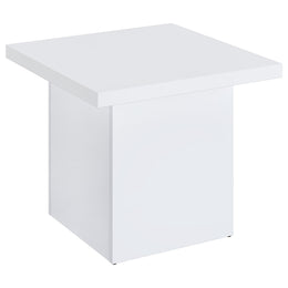 Devar Square Coffee End Table Set White High Gloss