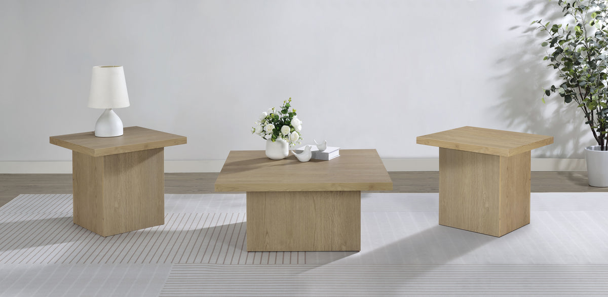 Devar Square Cocktail Coffee End Table Set Latte