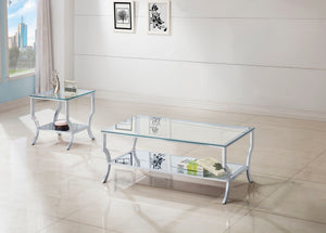 Saide Glass Top Coffee and End Table Set Chrome