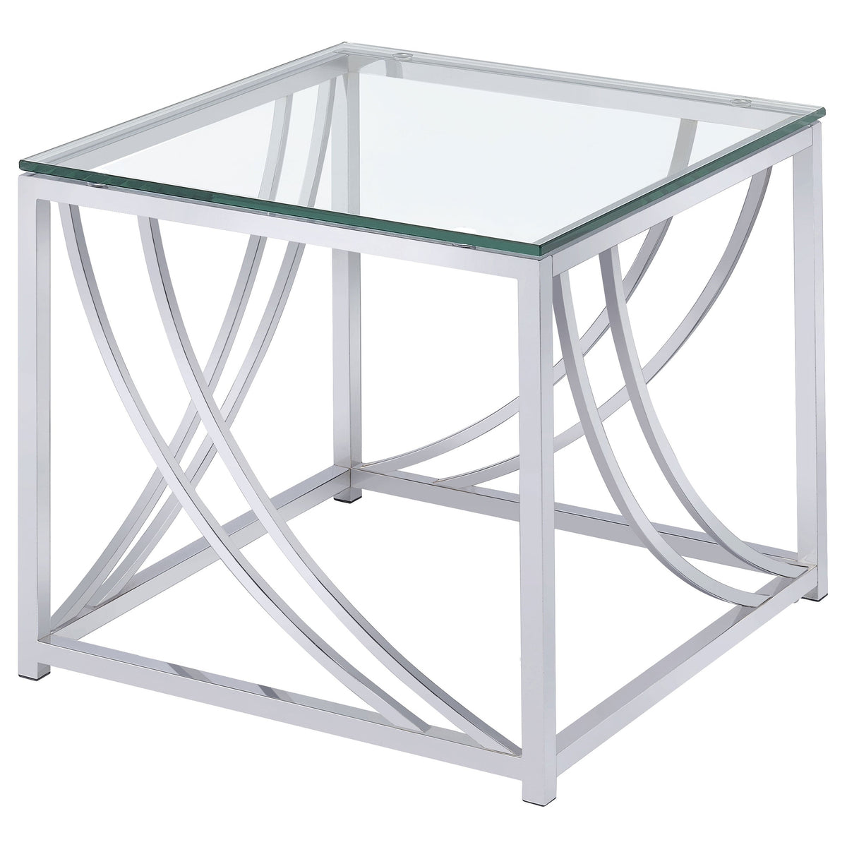 Lille  Glass Top Coffee End Sofa Table Set Chrome