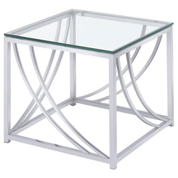 Lille  Glass Top Coffee End Sofa Table Set Chrome