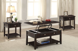 Bradford  Lift Top Coffee and End Table Set Walnut