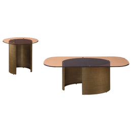 Morena  Coffee and End Table Set Brushed Bronze
