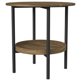 Delfin  Round Coffee and End Table Set Brown