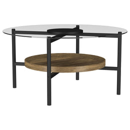 Delfin  Round Coffee and End Table Set Brown
