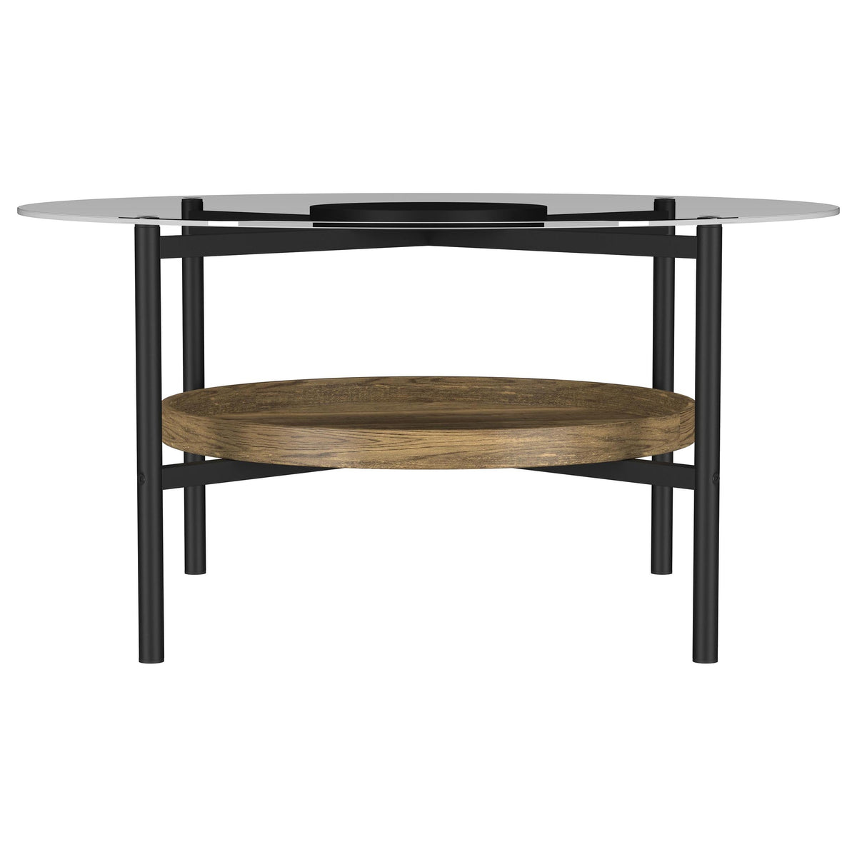Delfin  Round Coffee and End Table Set Brown