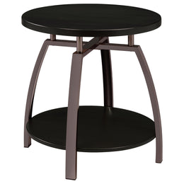 Dacre Round Coffee and End Table Set Dark Charcoal