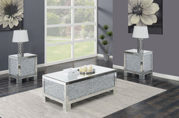 Gillian Mirrored Coffee and End Table Set Silver