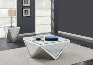 Amore Mirrored Coffee and End Table Set Silver