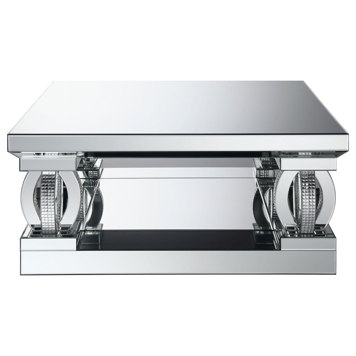 Amalia  Mirrored Coffee and End Table Set Silver