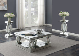 Amalia  Mirrored Coffee and End Table Set Silver