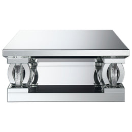 Amalia  Mirrored Coffee and End Table Set Silver
