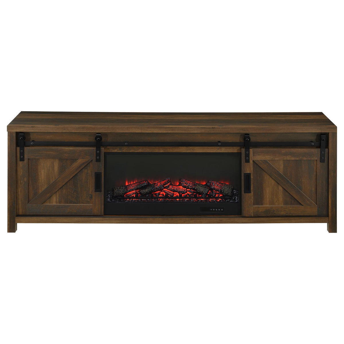 Enfield 71-inch TV Stand Fireplace Media Console Dark Pine