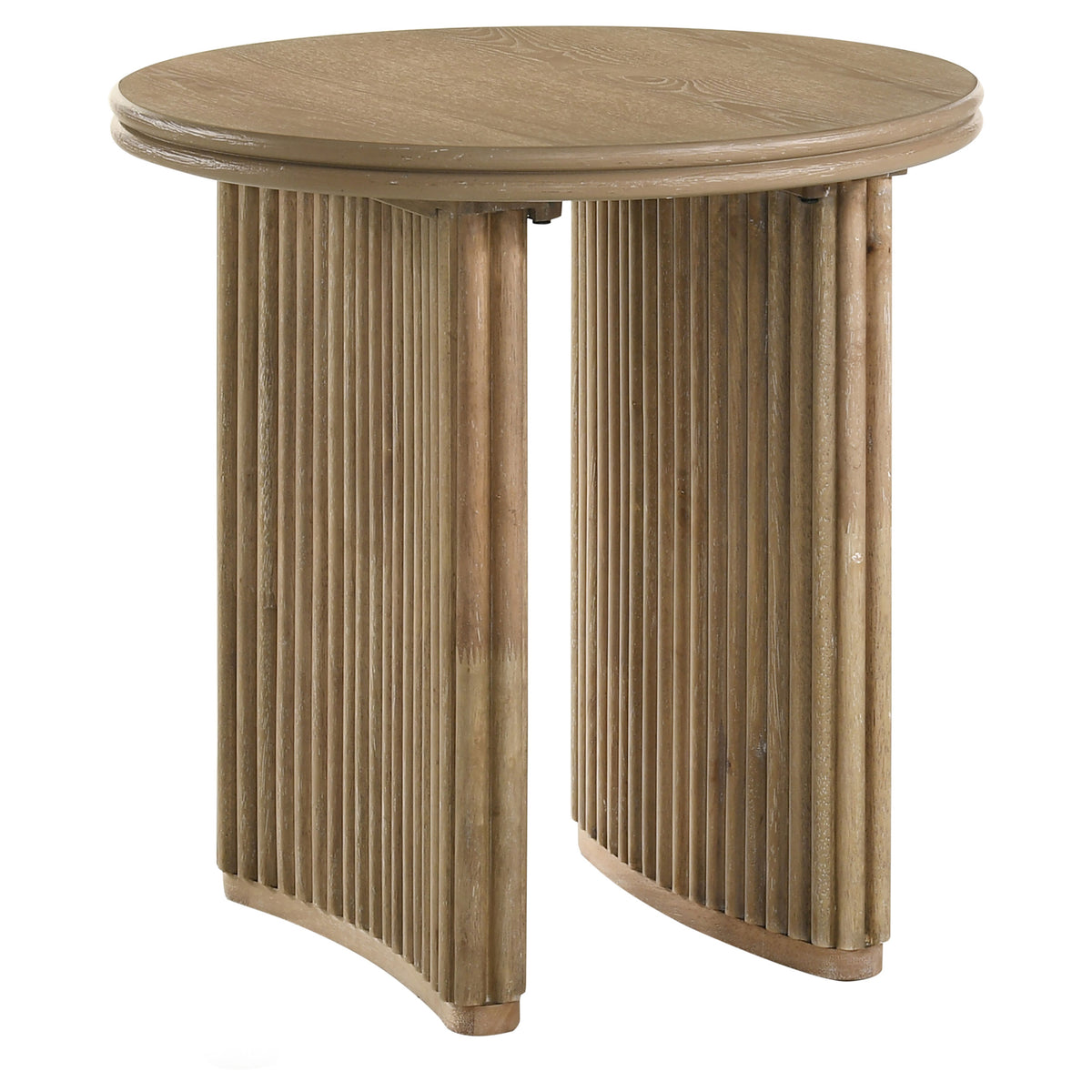 Adina Round Wood Side End Table Distressed Light Brown