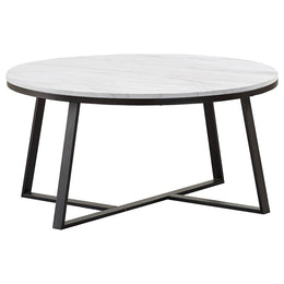 Hugo Coffee and End Table Set White Faux Marble