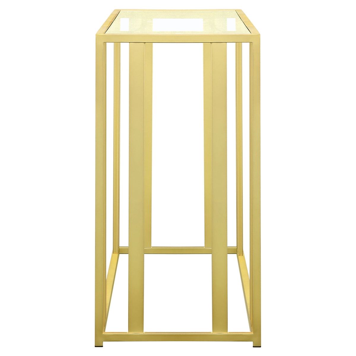 Adri Glass Top Entryway Sofa Console Table Matte Brass