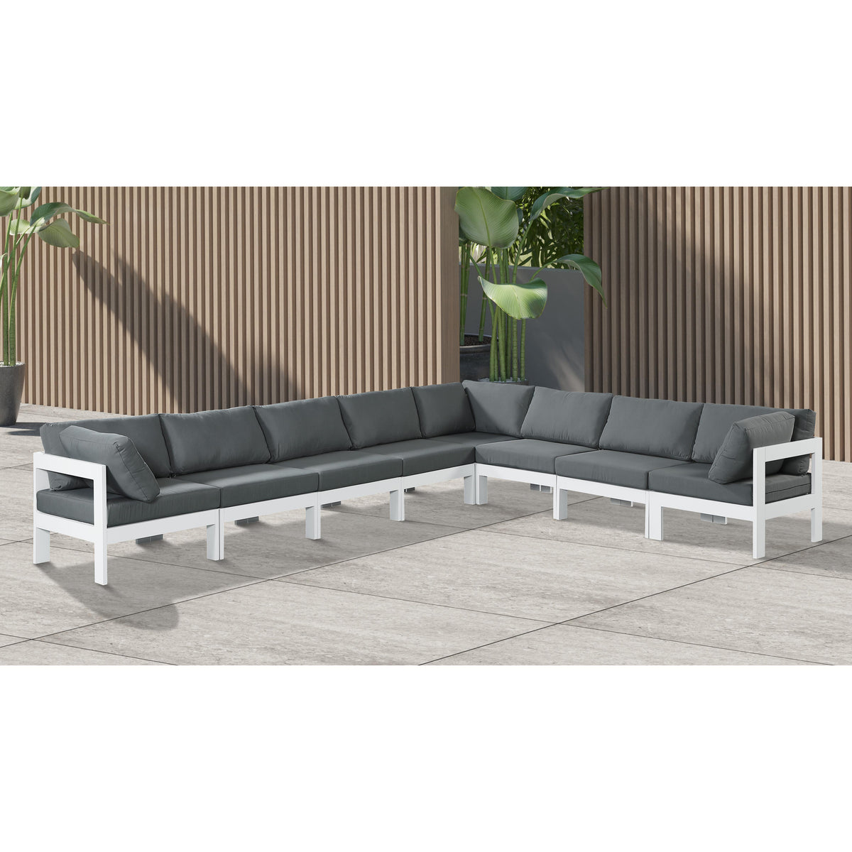 Meridian Nizuc Grey Water Resistant Fabric Outdoor Patio Modular Sectional