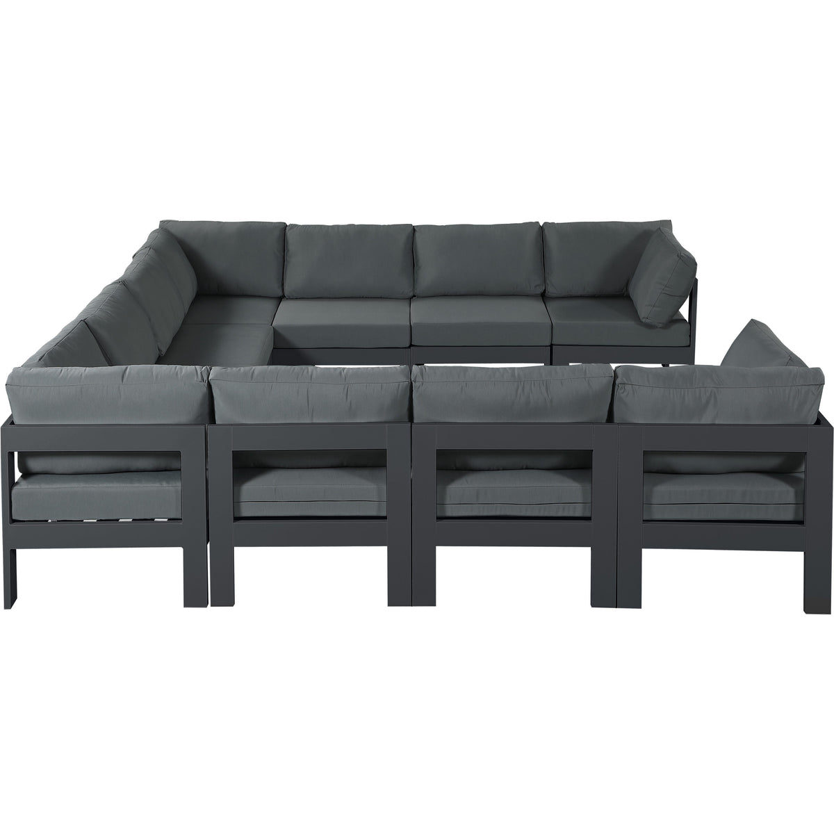 Meridian Nizuc Grey Water Resistant Fabric Outdoor Patio Modular Sectional