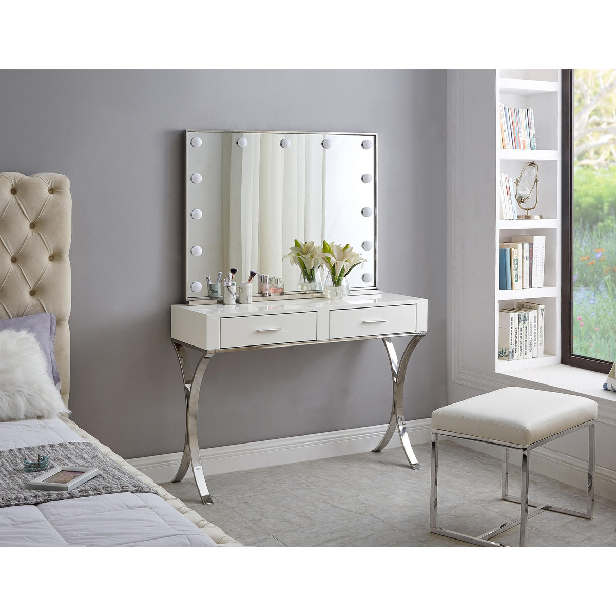 Meridian Monroe Chrome Vanity / Desk / Console