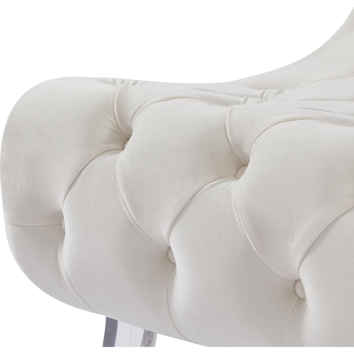 Meridian Crescent Cream Velvet Accent Chair