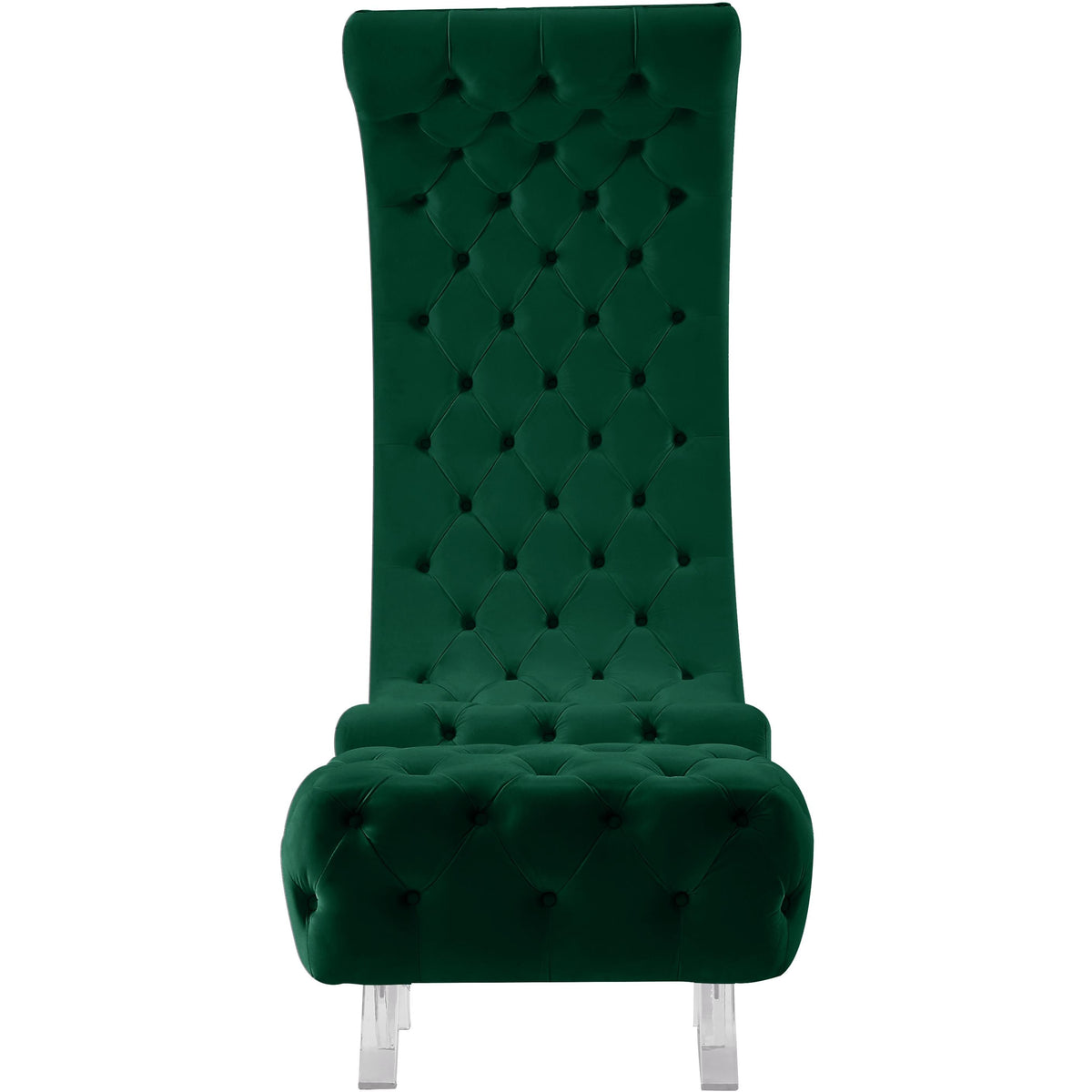 Meridian Crescent Green Velvet Accent Chair