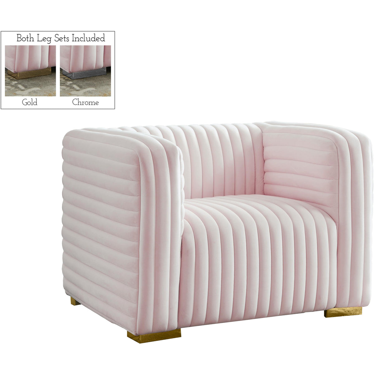 Meridian Ravish Pink Velvet Chair