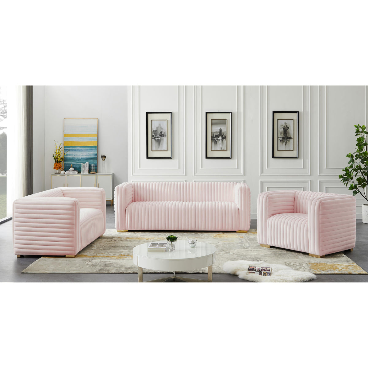 Meridian Ravish Pink Velvet Chair