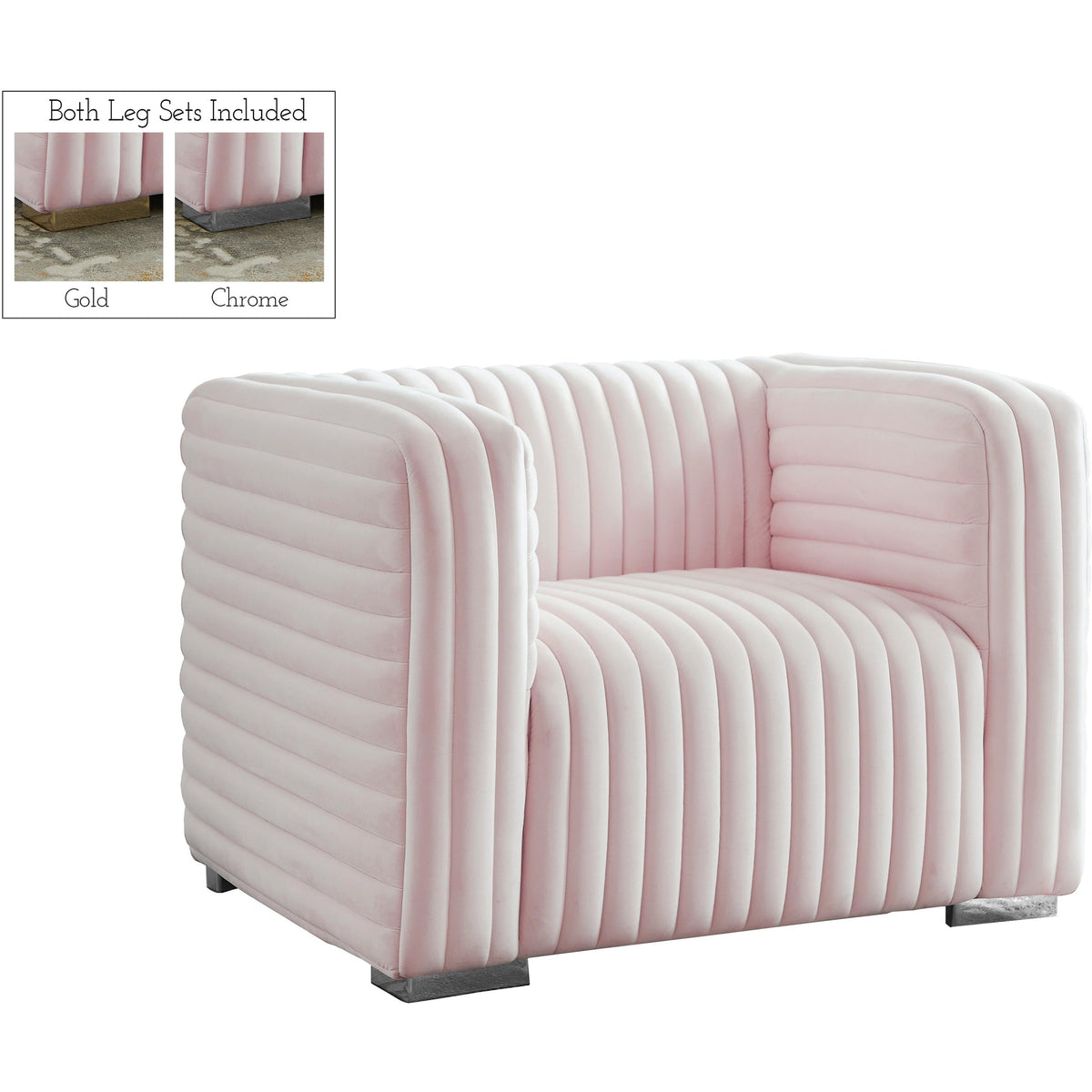 Meridian Ravish Pink Velvet Chair