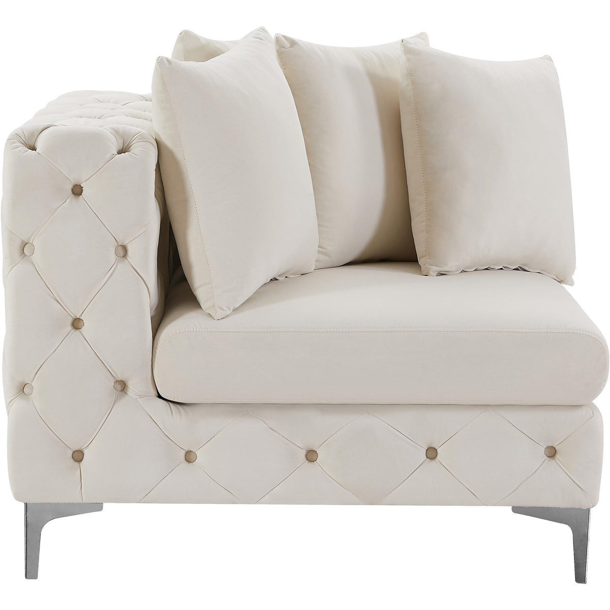 Meridian Tremblay Cream Velvet Corner Chair