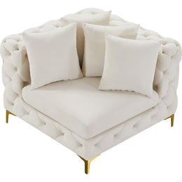 Meridian Tremblay Cream Velvet Corner Chair