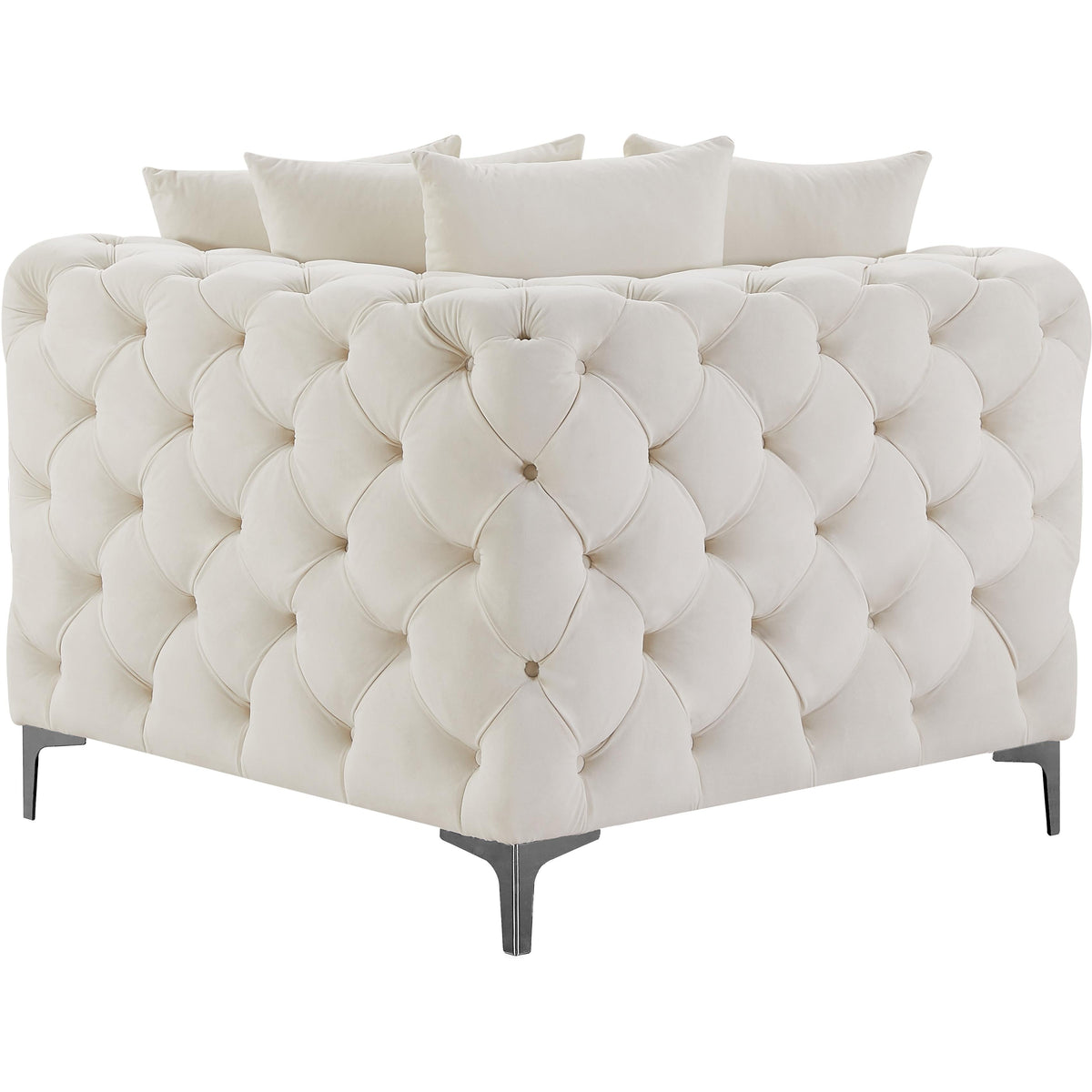 Meridian Tremblay Cream Velvet Corner Chair