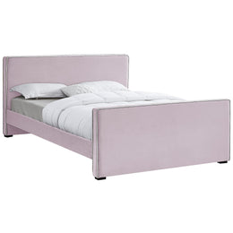 Meridian Dillard Pink Velvet Queen Bed