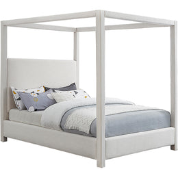 Meridian Emerson Cream Linen Textured Fabric King Bed (3 Boxes)